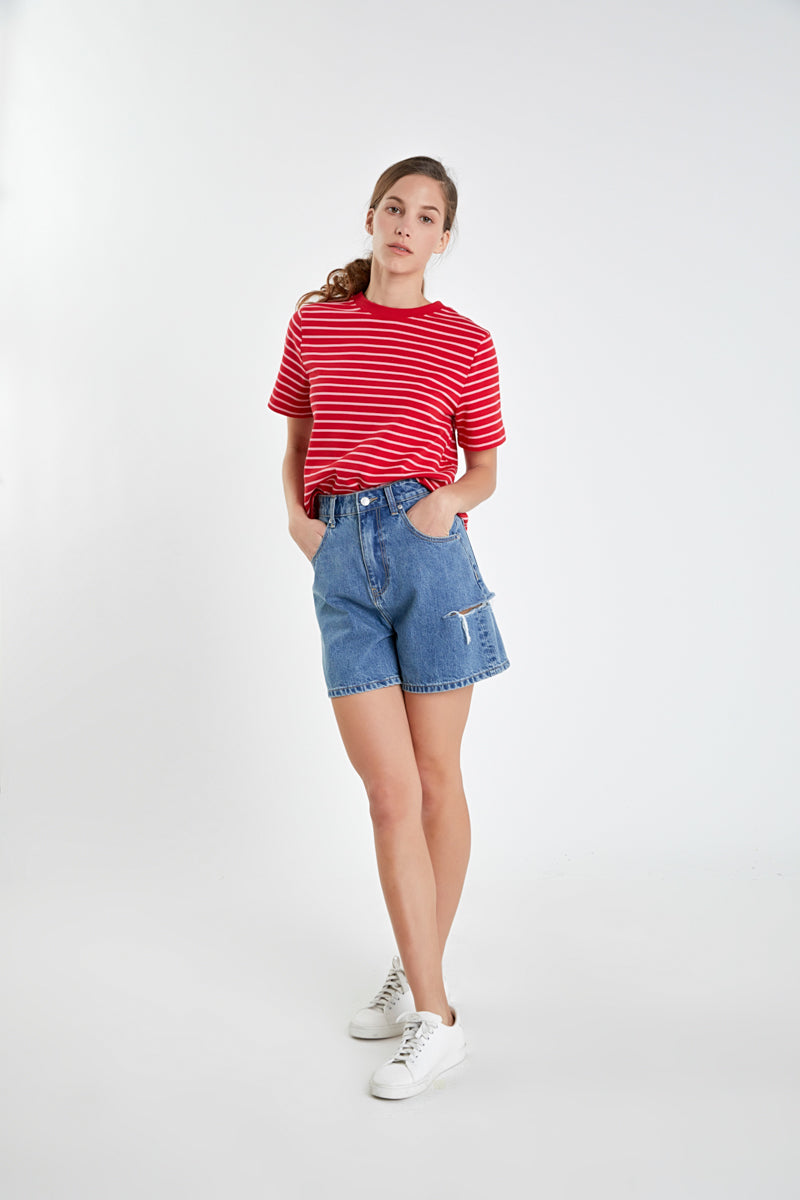 Short-Sleeve Stripe Top