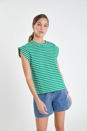 Stripe Rib Cotton T-shirt