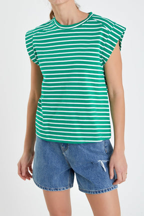 ENGLISH FACTORY - Stripe Rib Cotton T-shirt - T-SHIRTS available at Objectrare