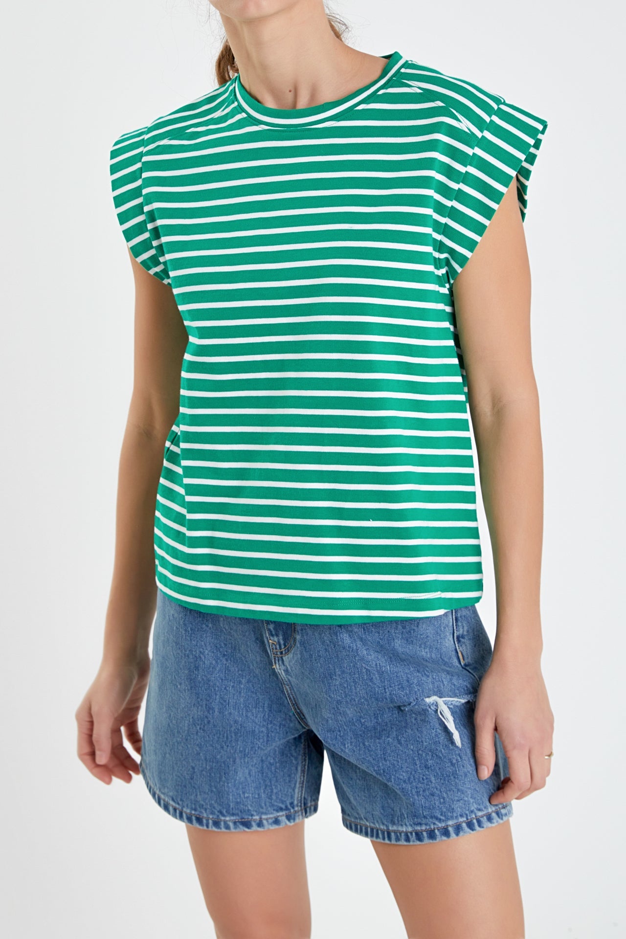 Stripe Rib Cotton T-shirt