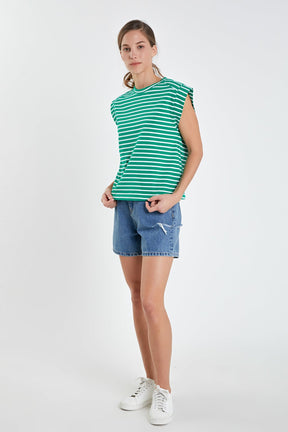 ENGLISH FACTORY - Stripe Rib Cotton T-shirt - T-SHIRTS available at Objectrare