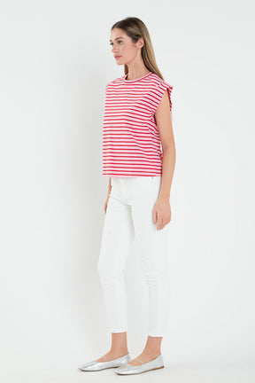 ENGLISH FACTORY - Stripe Rib Cotton T-shirt - T-SHIRTS available at Objectrare