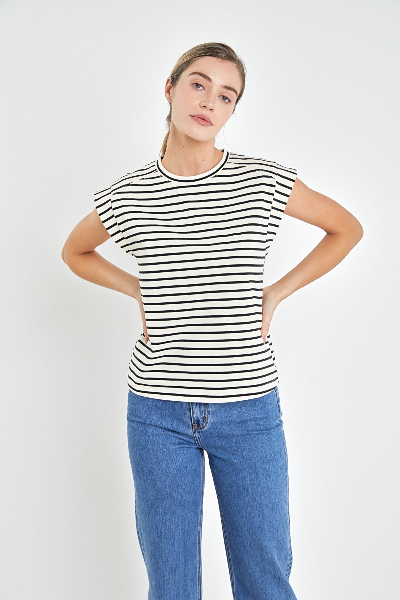 ENGLISH FACTORY - Stripe Rib Cotton T-shirt - T-SHIRTS available at Objectrare