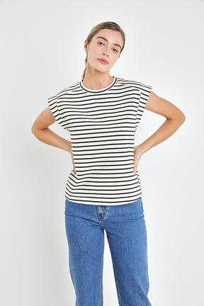 ENGLISH FACTORY - Stripe Rib Cotton T-shirt - T-SHIRTS available at Objectrare