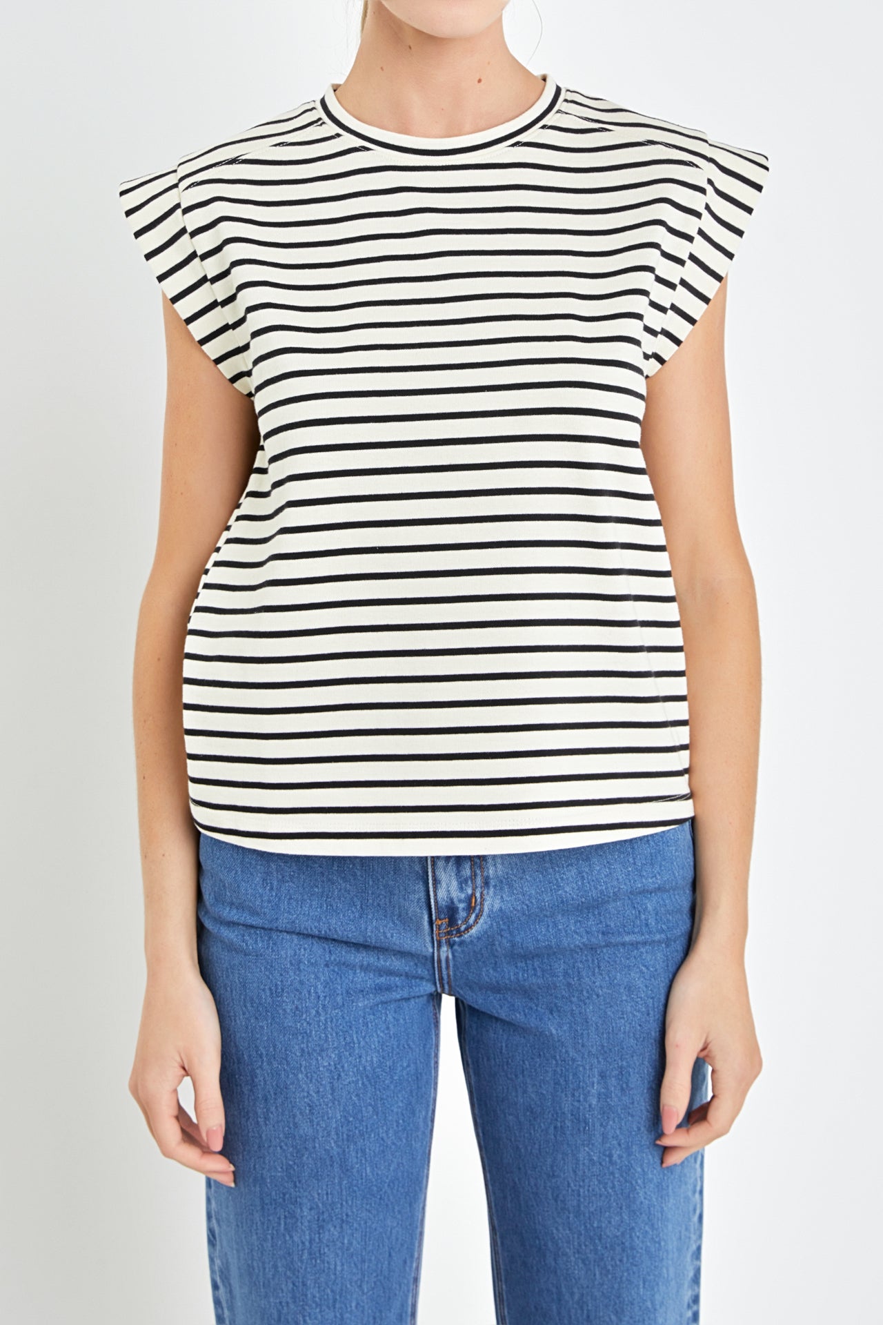 ENGLISH FACTORY - Stripe Rib Cotton T-shirt - T-SHIRTS available at Objectrare