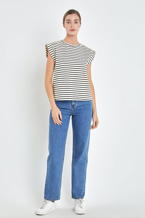 ENGLISH FACTORY - Stripe Rib Cotton T-shirt - T-SHIRTS available at Objectrare