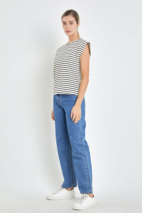 ENGLISH FACTORY - Stripe Rib Cotton T-shirt - T-SHIRTS available at Objectrare
