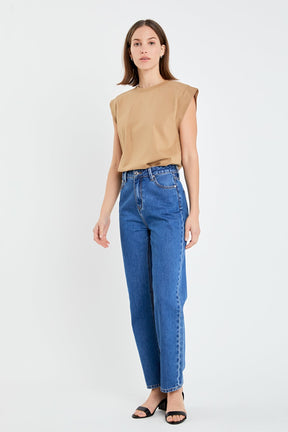 ENGLISH FACTORY - Solid Ribbed Cotton T-shirt - TOPS available at Objectrare