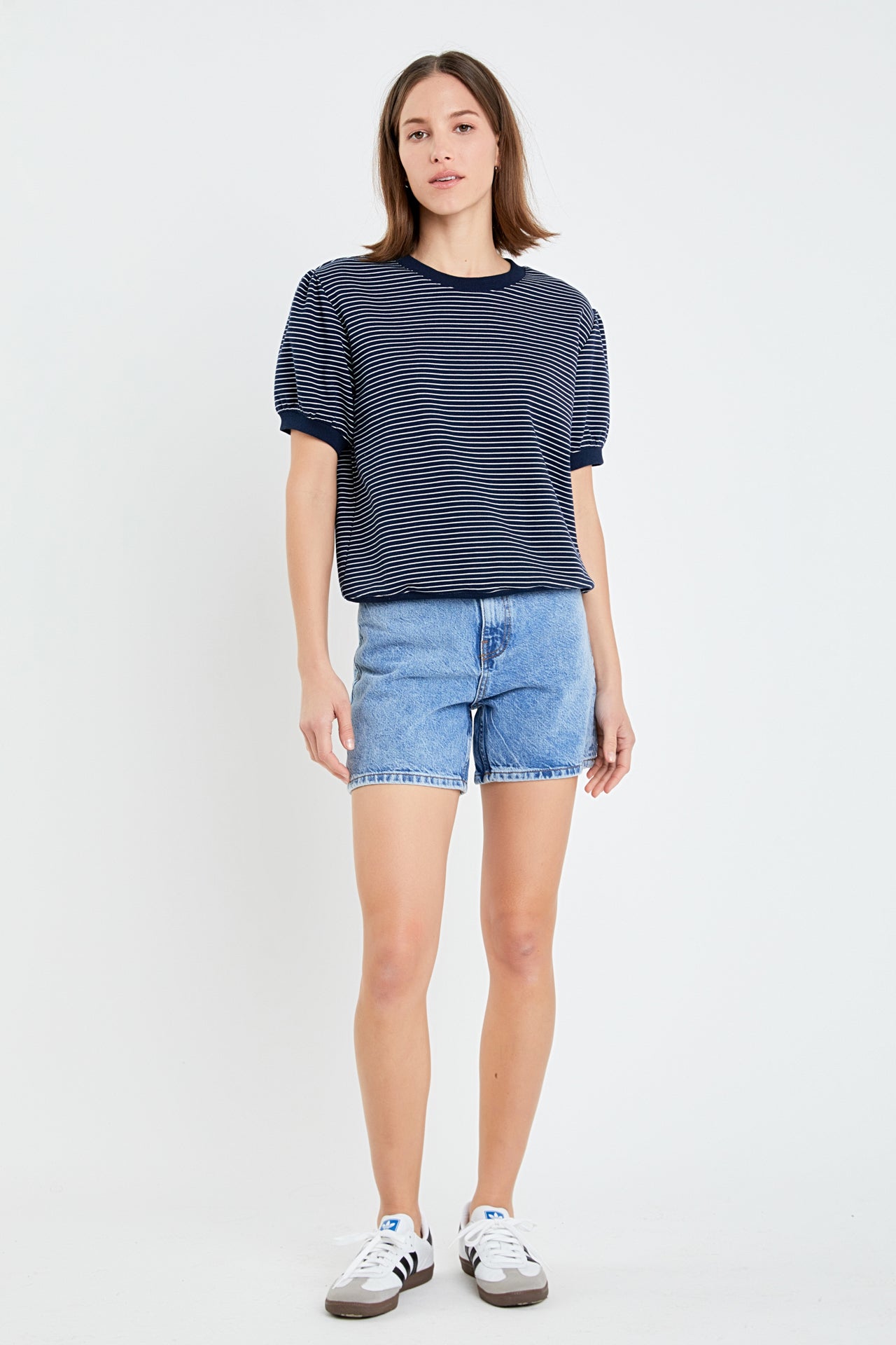 ENGLISH FACTORY - Stripe Terry Puff Sleeve Sweatshirt - TOPS available at Objectrare