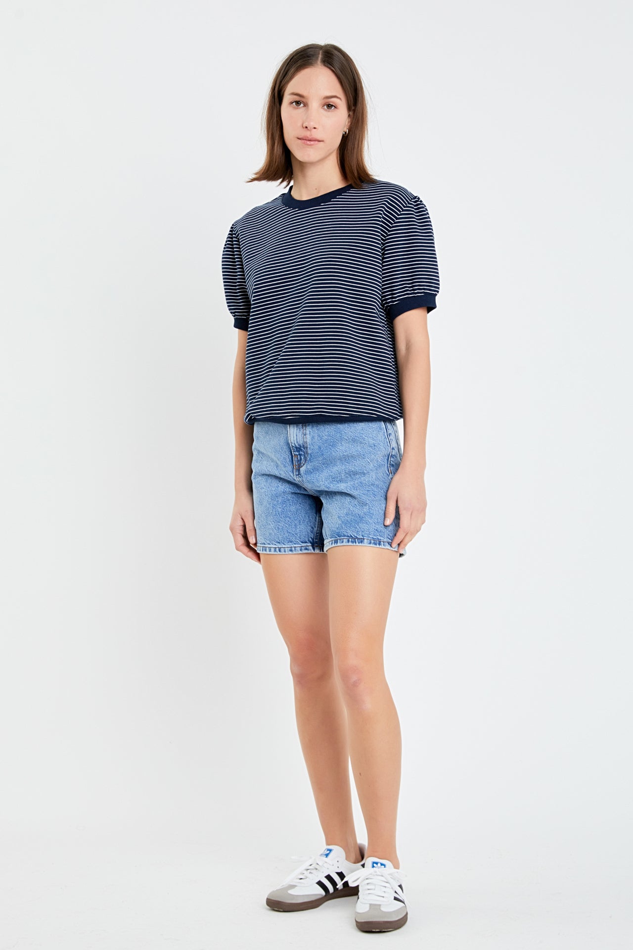 ENGLISH FACTORY - Stripe Terry Puff Sleeve Sweatshirt - TOPS available at Objectrare