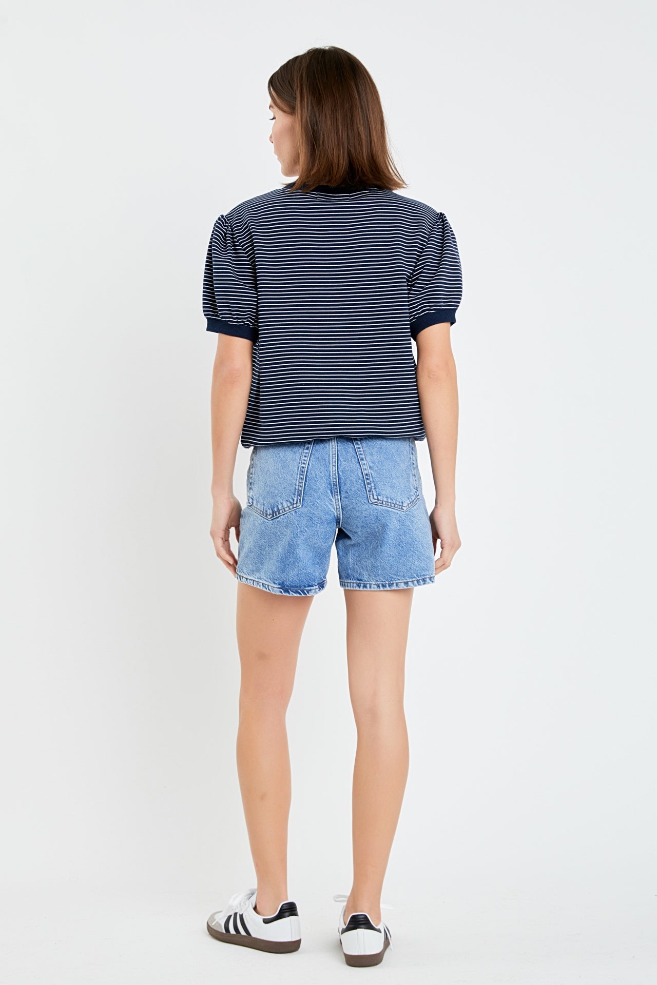 ENGLISH FACTORY - Stripe Terry Puff Sleeve Sweatshirt - TOPS available at Objectrare