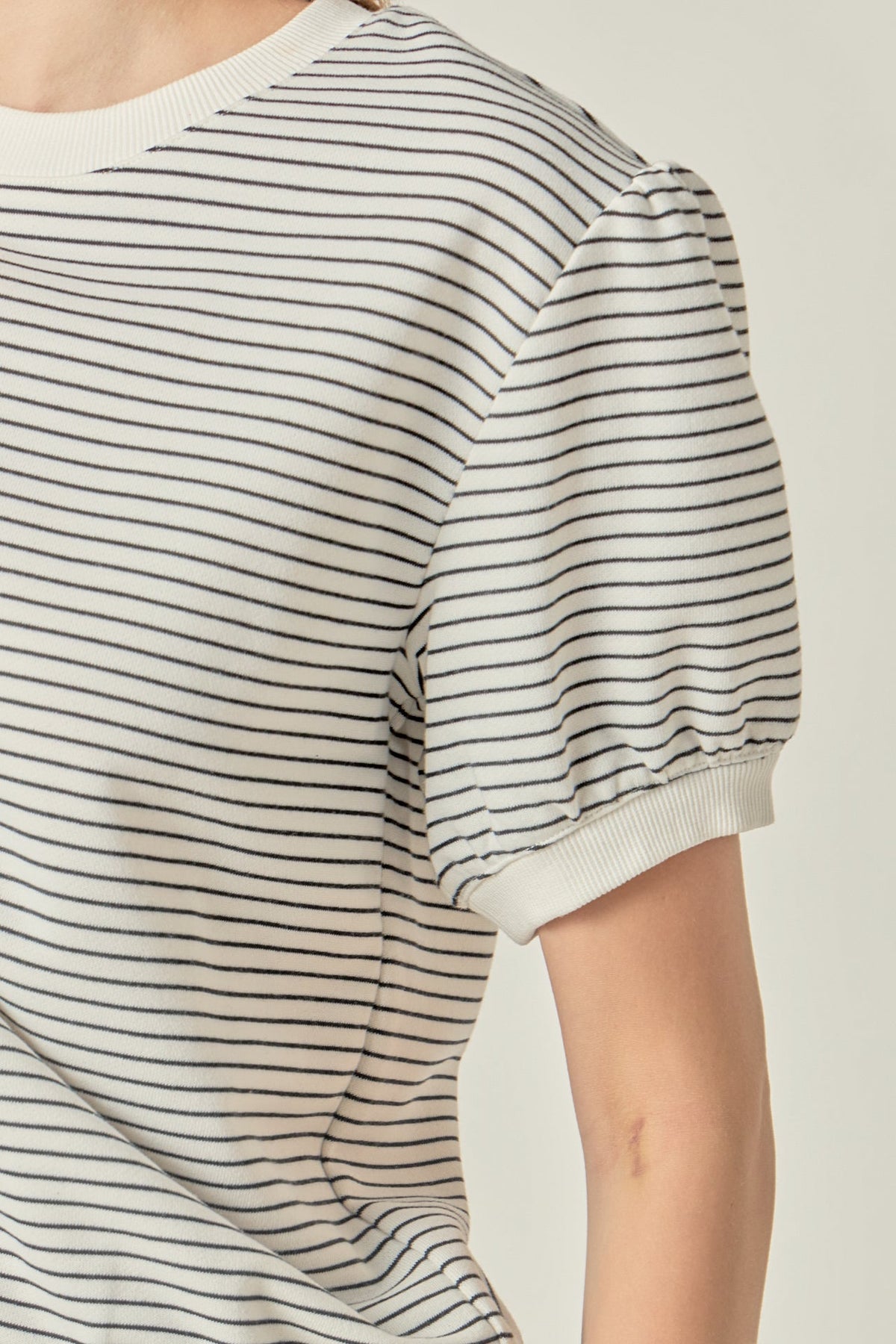 ENGLISH FACTORY - Stripe Terry Puff Sleeve Sweatshirt - TOPS available at Objectrare