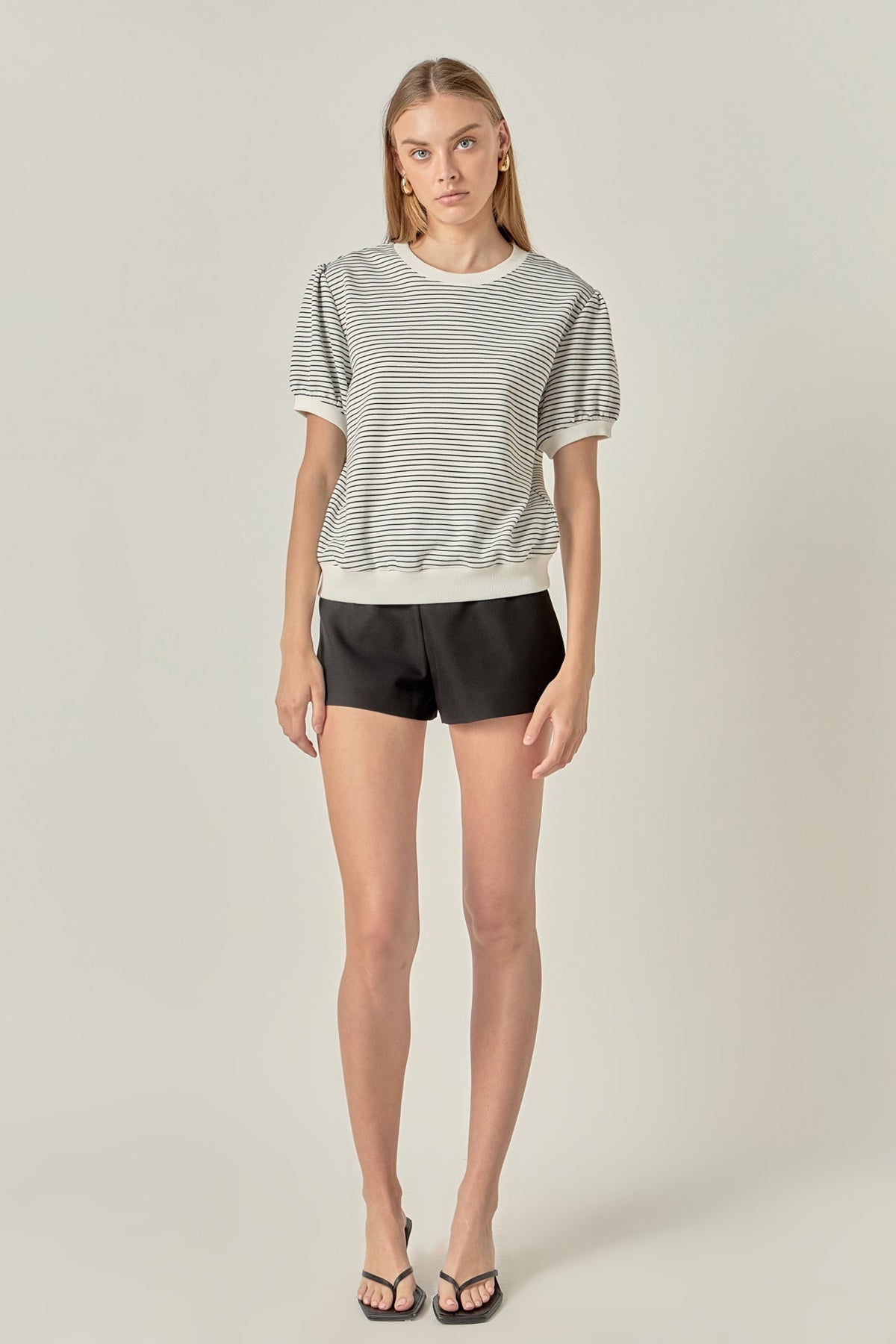ENGLISH FACTORY - Stripe Terry Puff Sleeve Sweatshirt - TOPS available at Objectrare