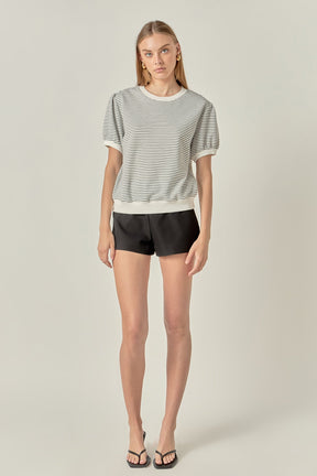 ENGLISH FACTORY - Stripe Terry Puff Sleeve Sweatshirt - TOPS available at Objectrare