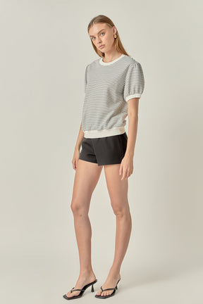 ENGLISH FACTORY - Stripe Terry Puff Sleeve Sweatshirt - TOPS available at Objectrare