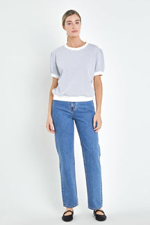 ENGLISH FACTORY - Stripe Terry Puff Sleeve Sweatshirt - TOPS available at Objectrare