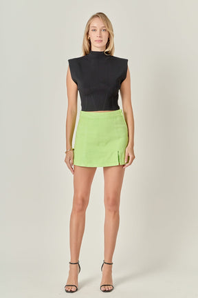 ENGLISH FACTORY - High-waisted Denim Mini Skort - SKORTS available at Objectrare