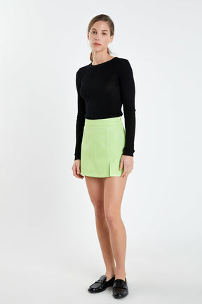 ENGLISH FACTORY - High-waisted Denim Mini Skort - Sale - SKORTS available at Objectrare