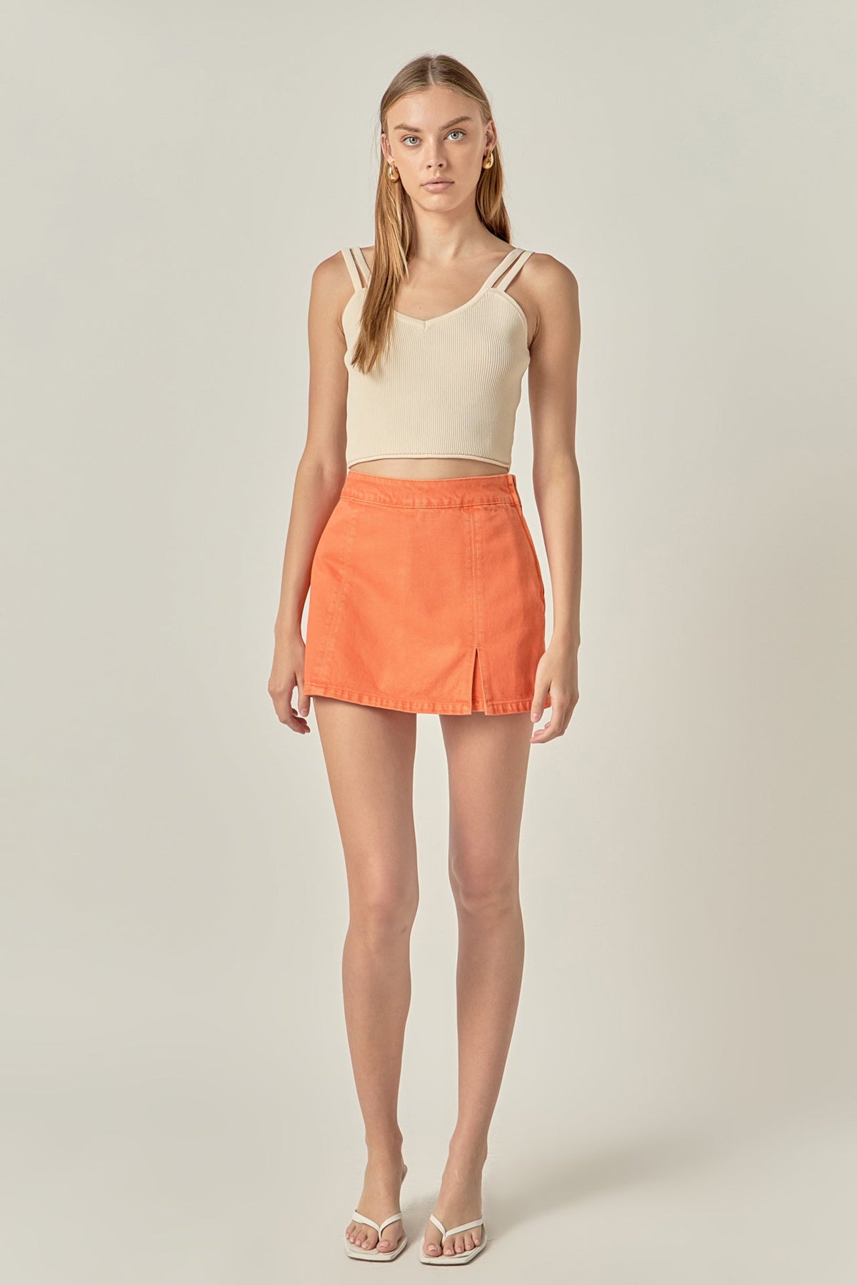 ENGLISH FACTORY - High-waisted Denim Mini Skort - Sale - SKORTS available at Objectrare