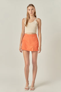 ENGLISH FACTORY - High-waisted Denim Mini Skort - Sale - SKORTS available at Objectrare