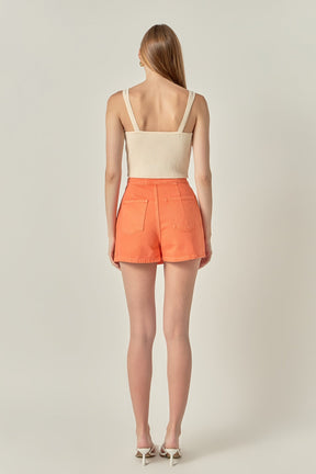 ENGLISH FACTORY - High-waisted Denim Mini Skort - Sale - SKORTS available at Objectrare