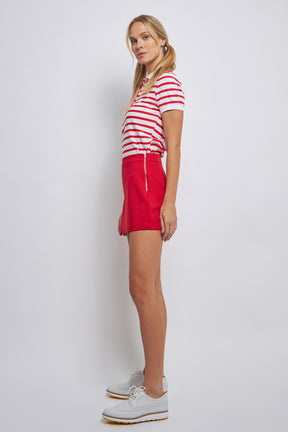 ENGLISH FACTORY - Front Welt Pockets Skort - SKORTS available at Objectrare