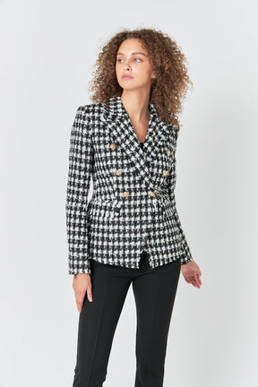 ENDLESS ROSE - Endless Rose - Premium Checked Tweed Blazer - BLAZERS available at Objectrare