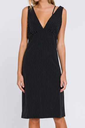 GREY LAB - Pinstripe Dress with Straps Detail - DRESSES available at Objectrare