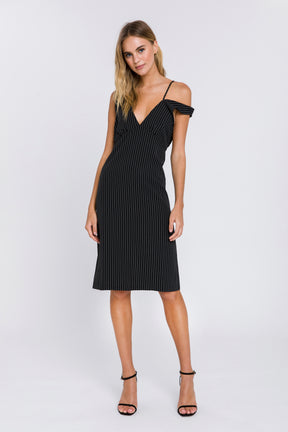 GREY LAB - Pinstripe Dress with Straps Detail - DRESSES available at Objectrare