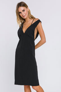 GREY LAB - Pinstripe Dress with Straps Detail - DRESSES available at Objectrare