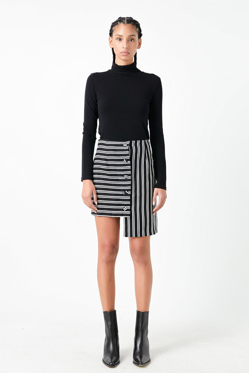 GREY LAB - Striped Asymmetrical Skirt - SKIRTS available at Objectrare