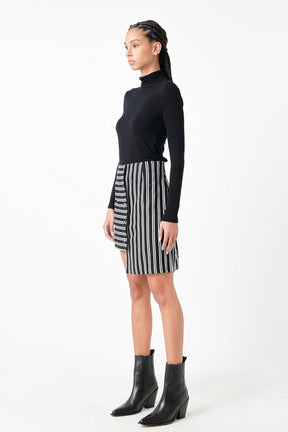 GREY LAB - Grey Lab - Striped Asymmetrical Skirt - SKIRTS available at Objectrare