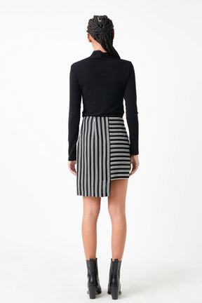 GREY LAB - Grey Lab - Striped Asymmetrical Skirt - SKIRTS available at Objectrare