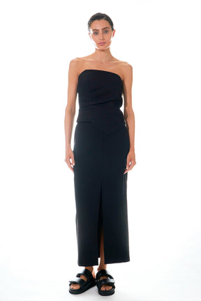 GREY LAB - Mid-Waisted Front Slit Maxi Skirt - SKIRTS available at Objectrare