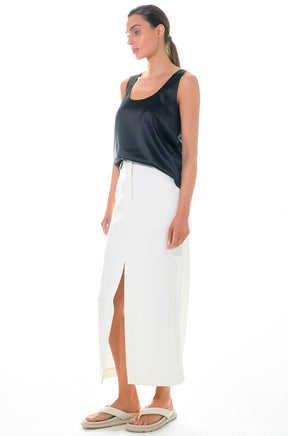 GREY LAB - Mid-Waisted Front Slit Maxi Skirt - SKIRTS available at Objectrare