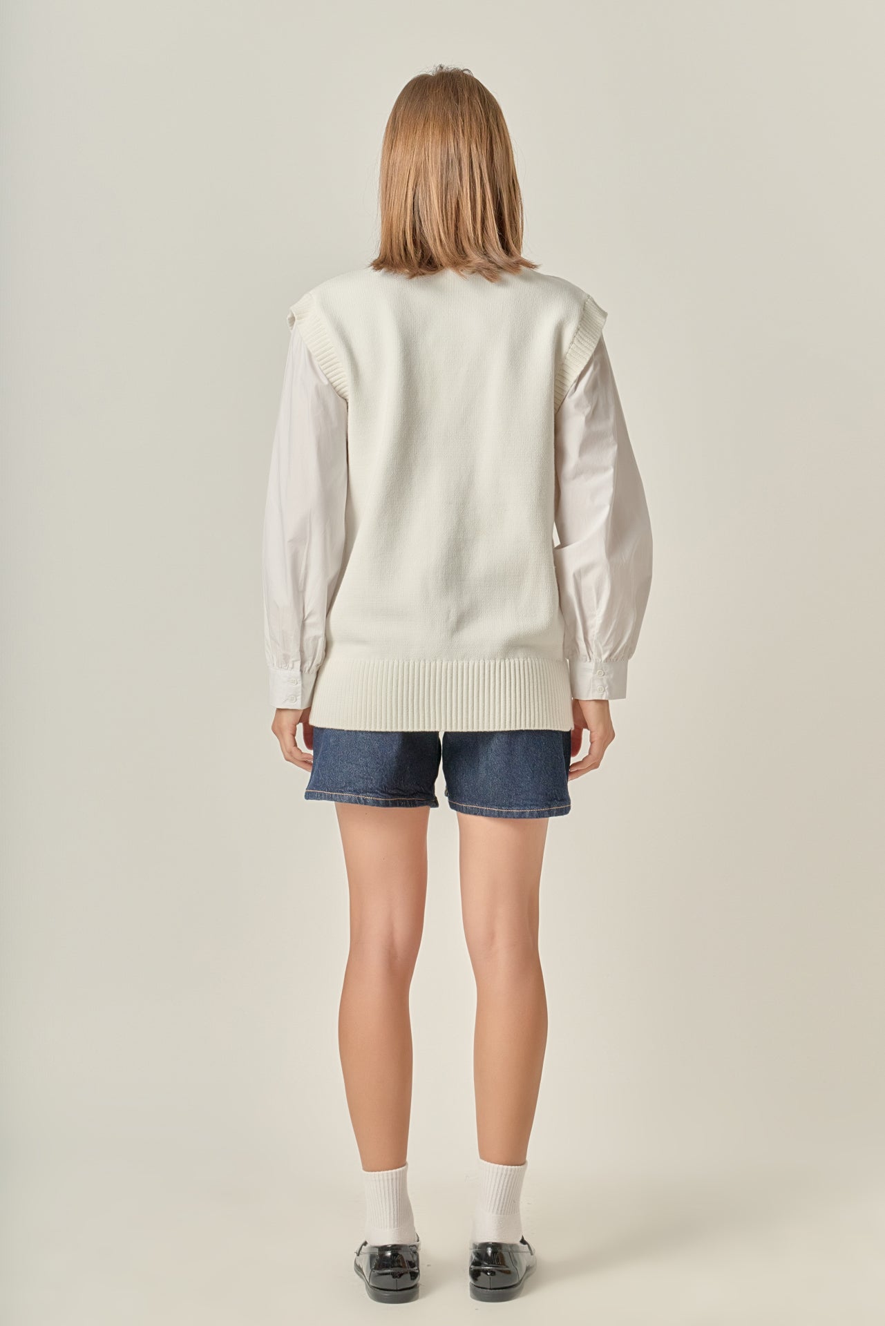 ENGLISH FACTORY - Knit and Poplin Combo Cardigan - SWEATERS & KNITS available at Objectrare