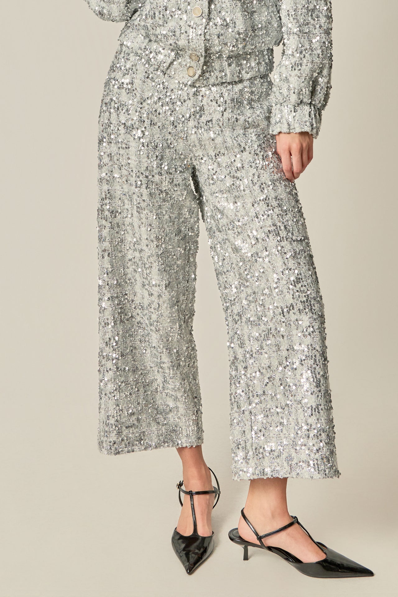 ENGLISH FACTORY - Sequin Tweed Culotte Pants - PANTS available at Objectrare