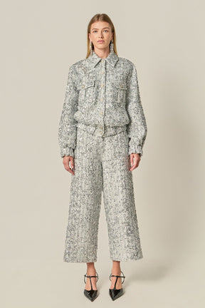 ENGLISH FACTORY - Sequin Tweed Culotte Pants - PANTS available at Objectrare