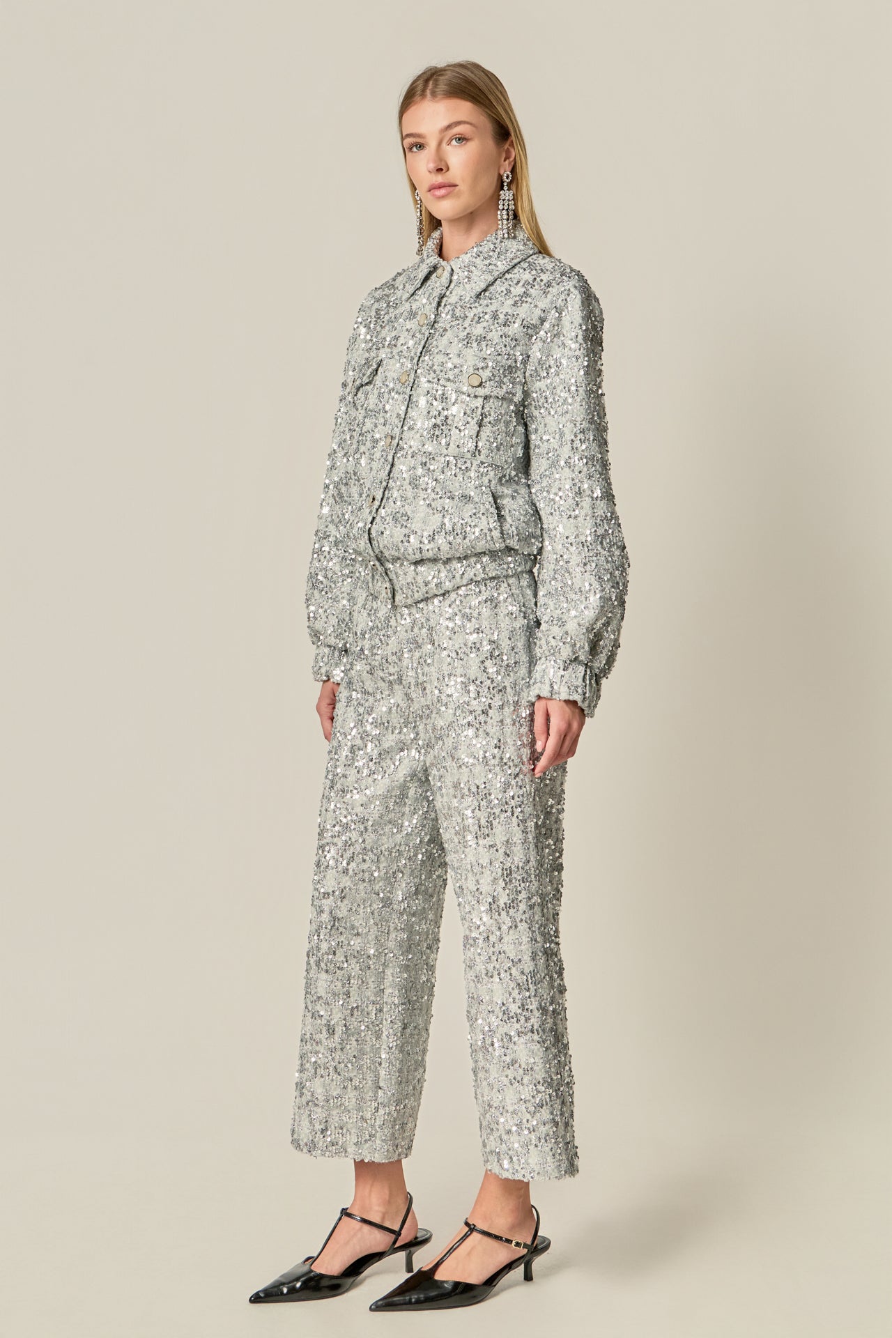 ENGLISH FACTORY - Sequin Tweed Culotte Pants - PANTS available at Objectrare