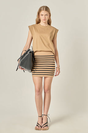 ENGLISH FACTORY - Knit Striped Mini Skirt - SKIRTS available at Objectrare