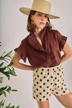 ENGLISH FACTORY - Linen Ruffle Shirt - SHIRTS & BLOUSES available at Objectrare