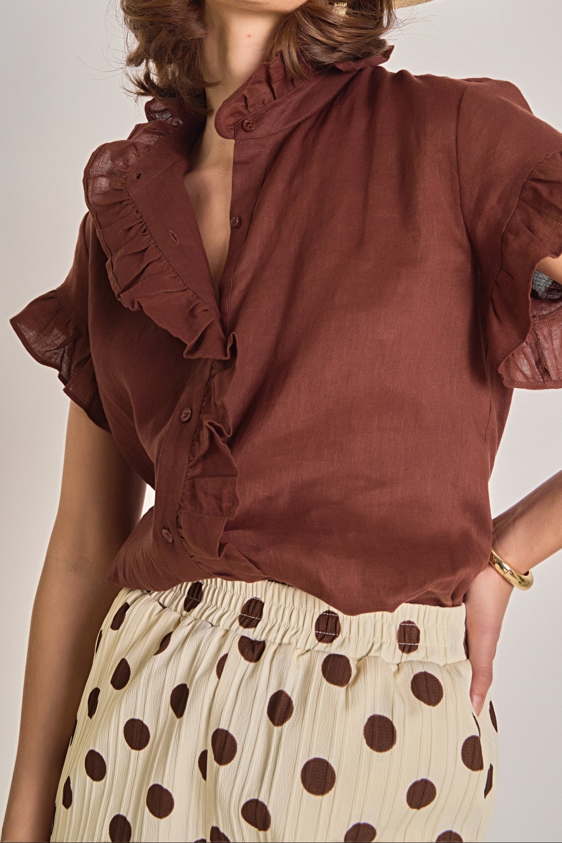 ENGLISH FACTORY - Linen Ruffle Shirt - SHIRTS & BLOUSES available at Objectrare