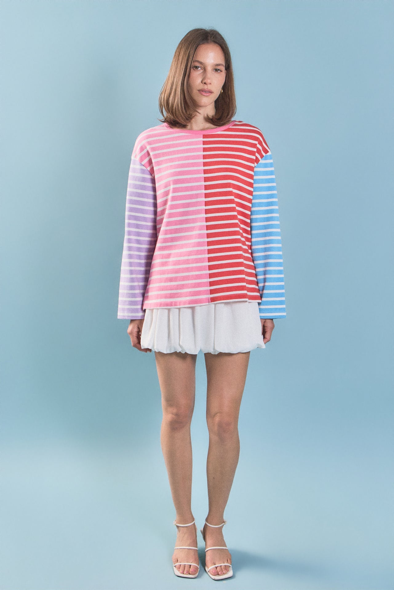 ENGLISH FACTORY - Striped Color Block Long Sleeve Tee - T-SHIRTS available at Objectrare