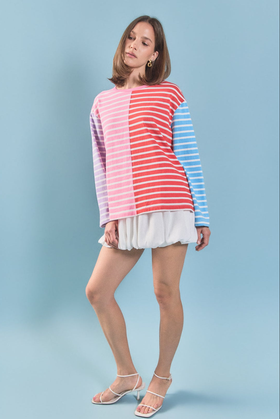ENGLISH FACTORY - Striped Color Block Long Sleeve Tee - T-SHIRTS available at Objectrare