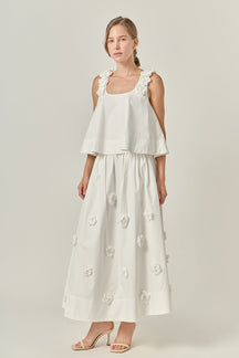 3D Flower Midi Skirt
