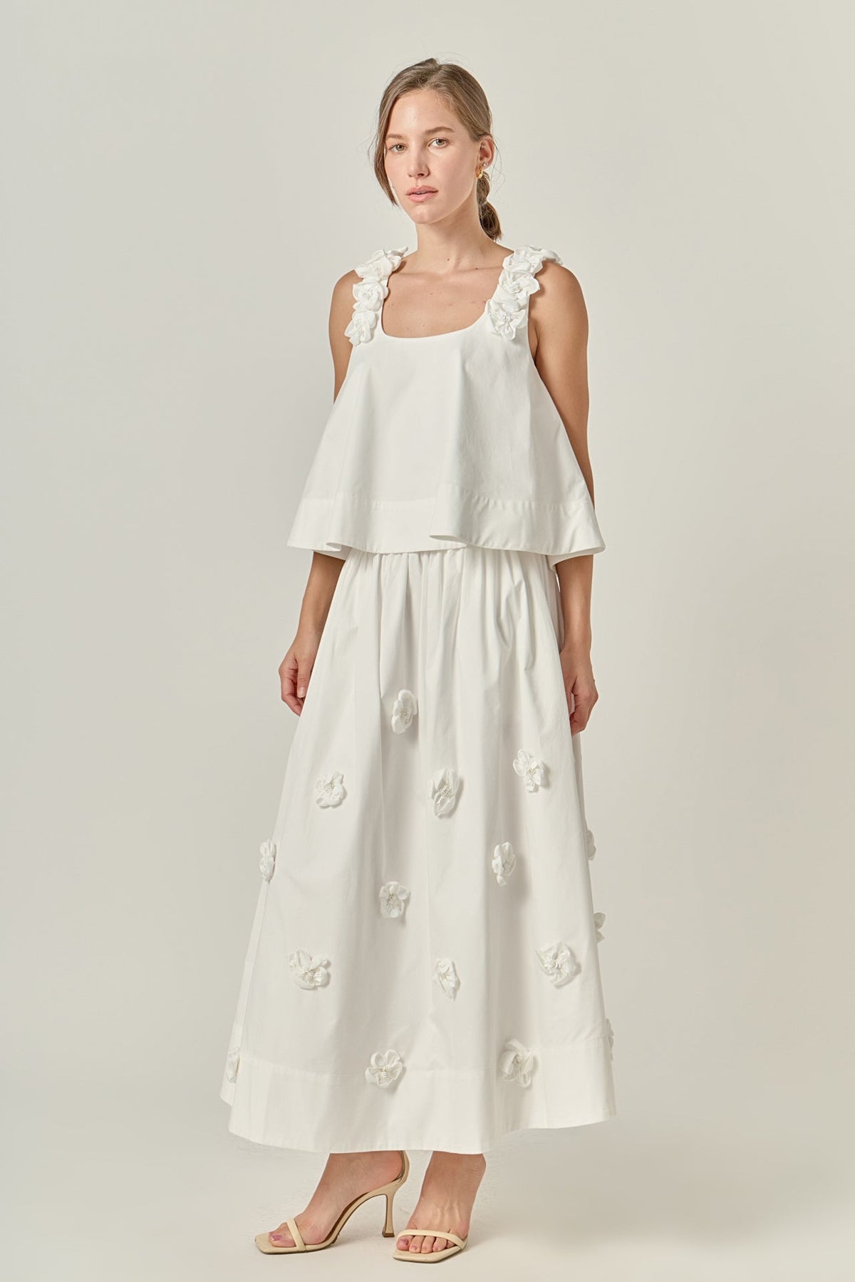 3D Flower Midi Skirt