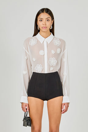 Floral Detail Shirt Blouse