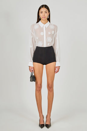 ENDLESS ROSE - Floral Detail Shirt Blouse - SHIRTS & BLOUSES available at Objectrare