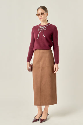 ENGLISH FACTORY - Rhinestone Bow Knit - TOPS available at Objectrare