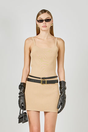 ENDLESS ROSE - Fitted Knit Mini Dress - DRESSES available at Objectrare